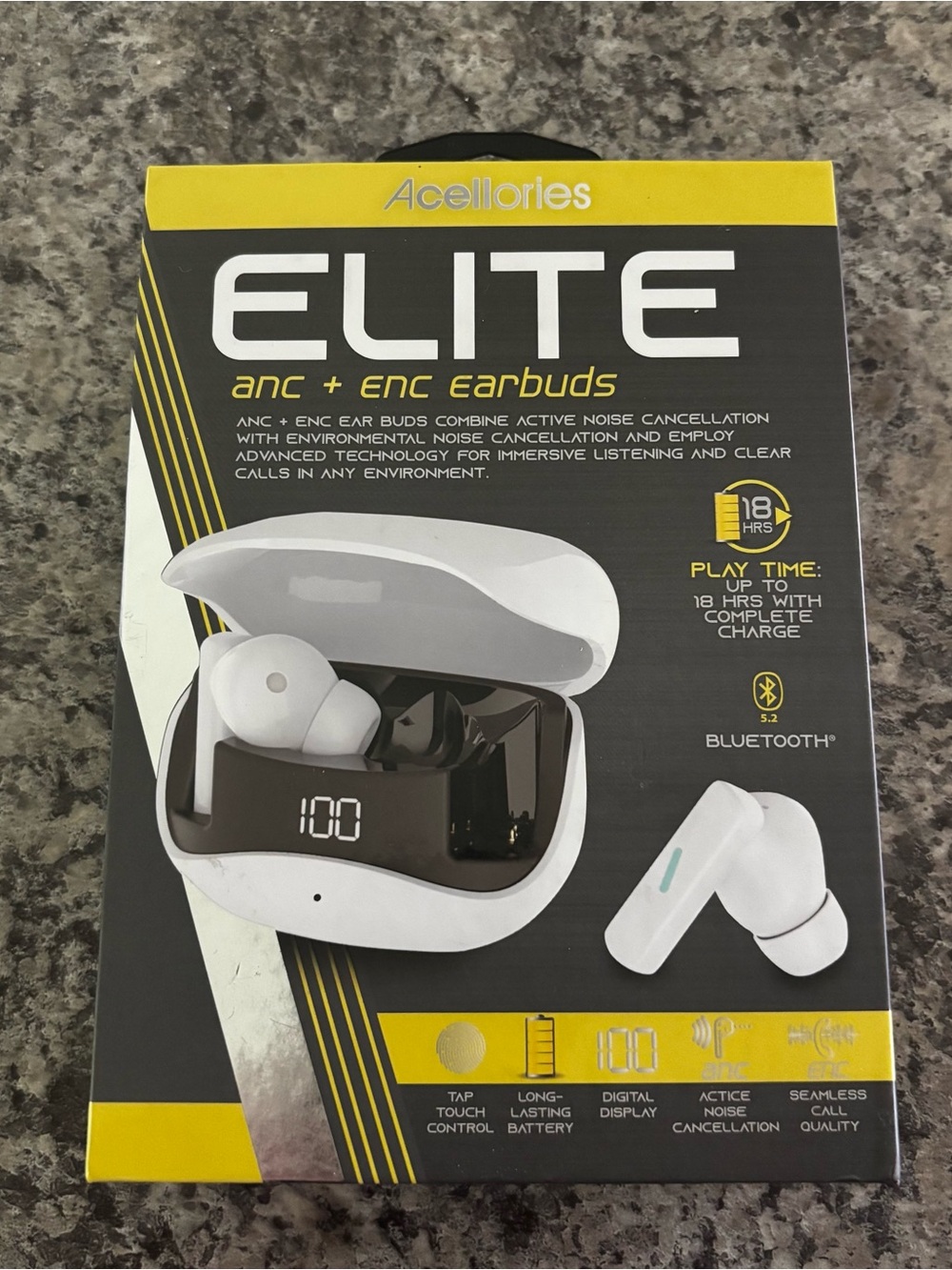 Acellories Elite ANC + ENC White Earbuds
